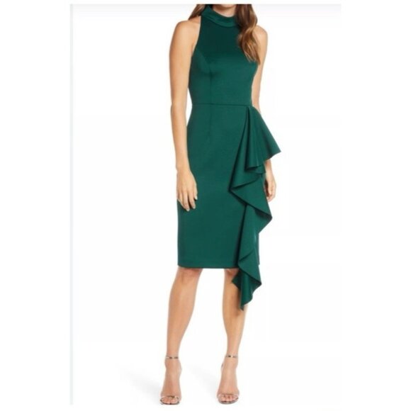 Eliza J Dresses & Skirts - Eliza J. Midi Dress 14 Green Stretch Ruffle Formal Party Wedding Cruise NEW $158